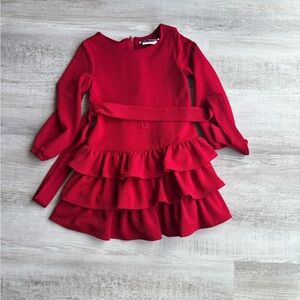 Rare Editions Red Layered Kids Dress